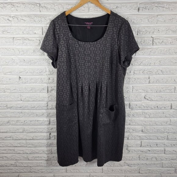 Signature Robbie Bee Womens Dress 20W Plus fit Flare Gray Circles Pockets GRA22E - Picture 1 of 11